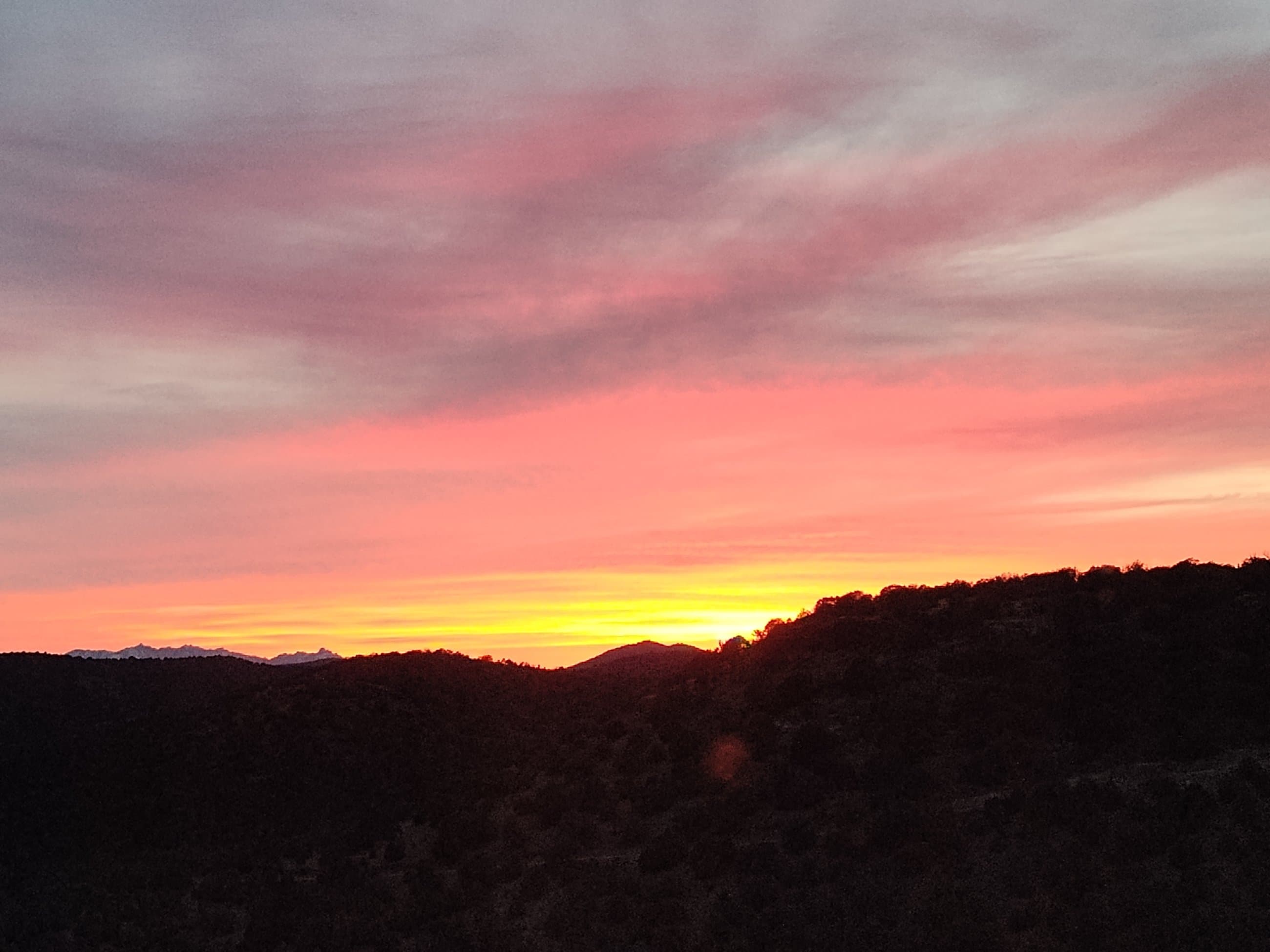 Pink sunset over mountains