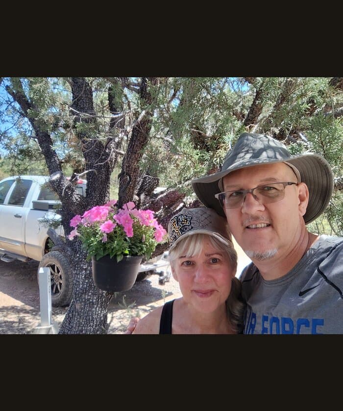 Wylie and Dawna outdoors together