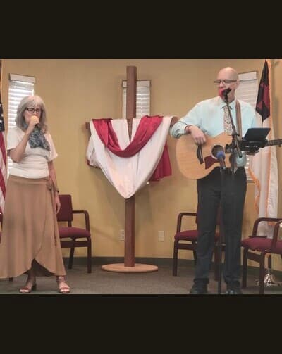 Wylie and Dawna leading worship at Espanola Valley SDA Church