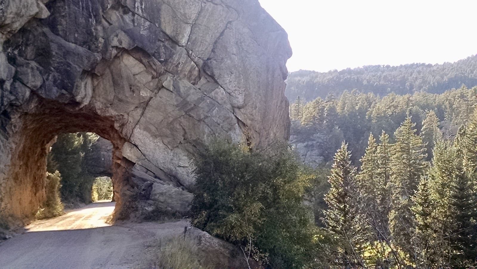 Sunlit rock tunnel